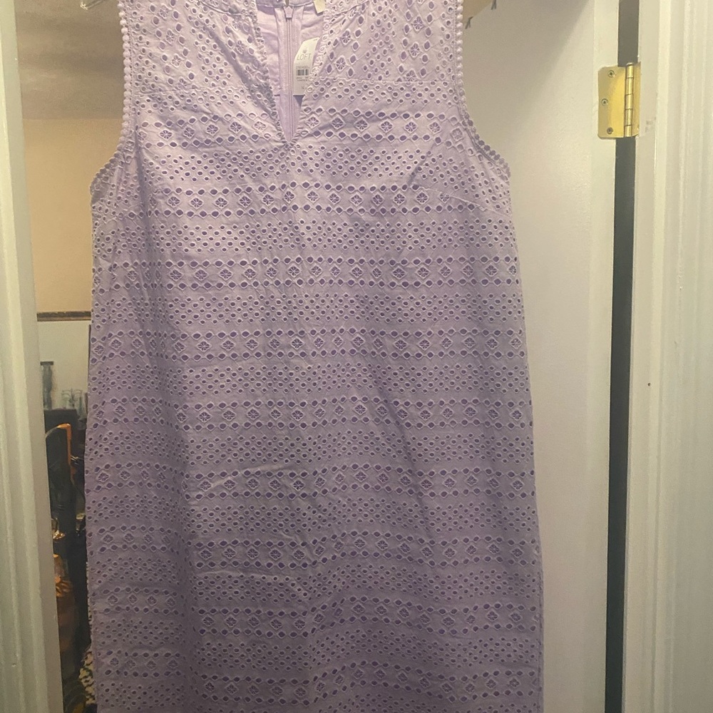 Ann Taylor Loft dress. NWT.  Lavender eyelet.  Size 14.